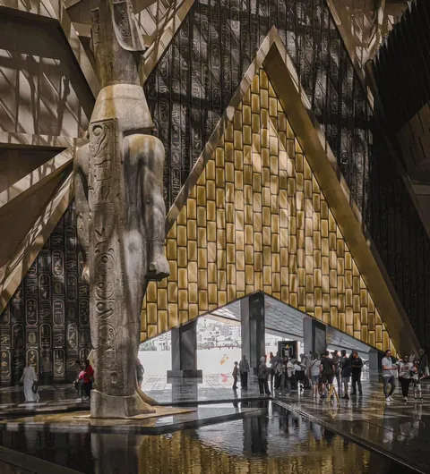 One of the entrances of the Grand Egyptian Museum, inaugurated this week (Giza, Egypt) as the largest world museum dedicated to one civilization