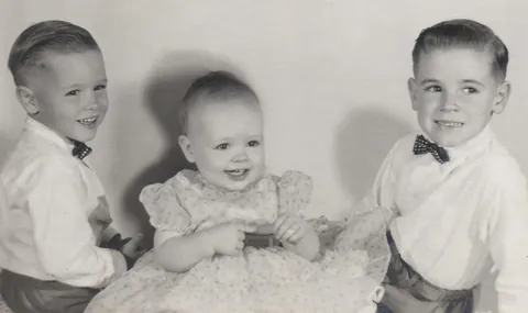 My mom's annual Christmas cards included a portrait of my big brothers and me. 1953-1959