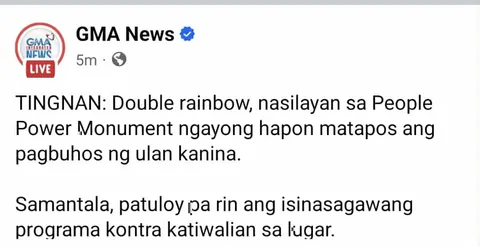 Double rainbow nagpakita sa People Power Monument sa kalagitnaan ng protesta laban sa korupsyon.