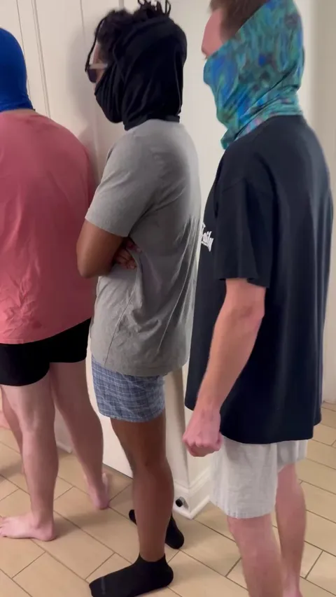 Fluffing multiple cocks for my friends gangbang. I could taste her pussy on a few!