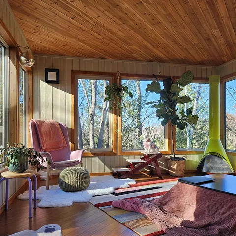 A crisp autumn day with clear sky in my sunroom