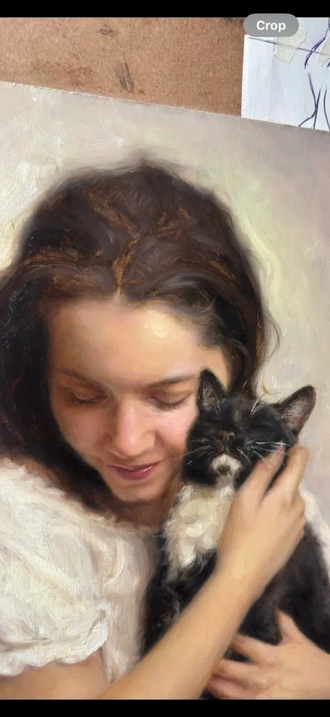 The first painting I did of myself and my cat — “A Mother’s Love” 🥰