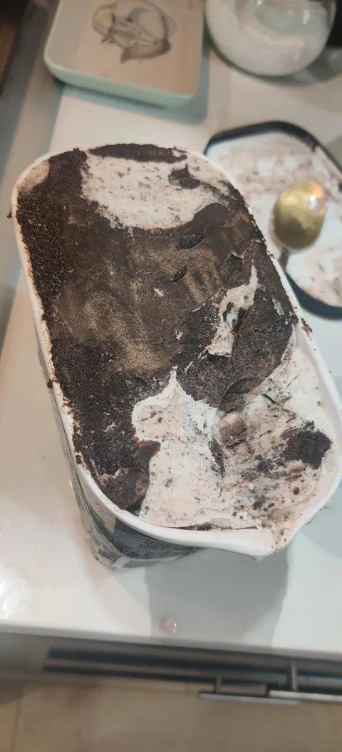 This cookies n cream ice cream had a massive SLAB of the cookie bits on top.