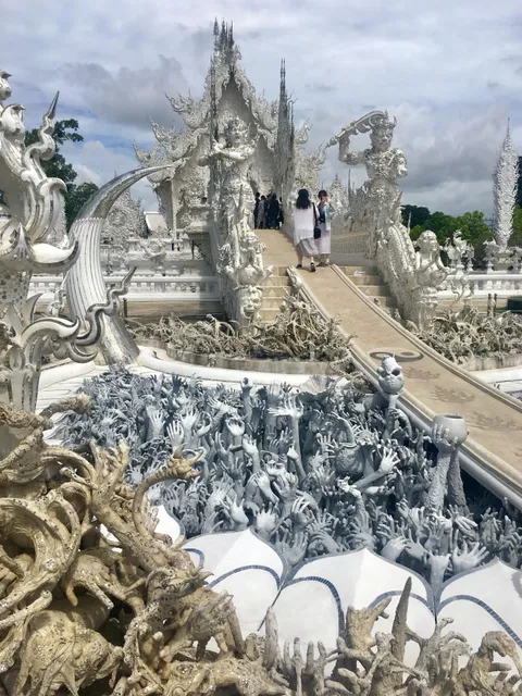 Stopped at Wat Rong Khun temple in Chiang Rai, Thailand on our way to the Golden Triangle (Myanmar, Laos and Thailand). It was both beautiful and bizarre.