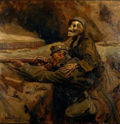 Death and the Soldier, oil on canvas, Hans Larwin, 1917