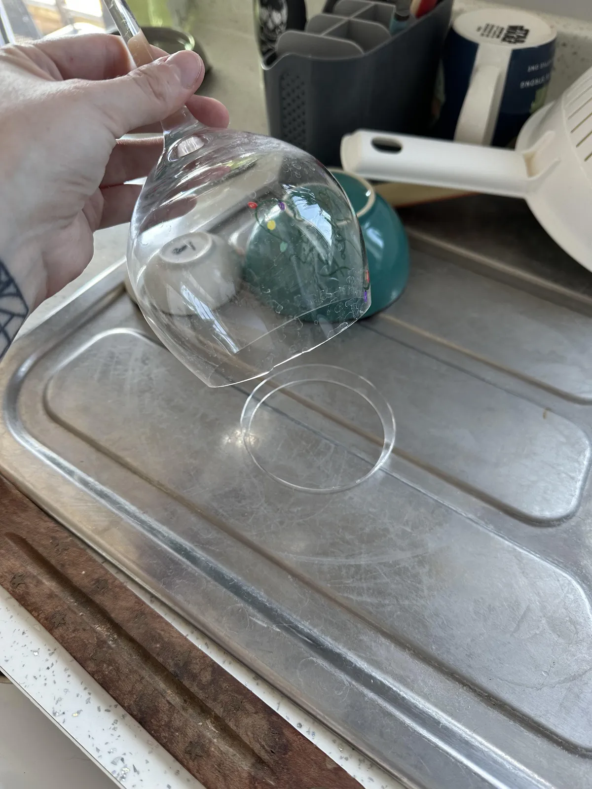 Picked my glass up off the draining board and it’s broken in almost a perfect circle