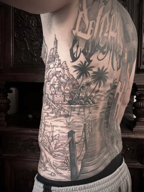 Torso tattoo made by me (Ivan Zagusta) at Zaraza tattoo shop in Warsaw, Pl