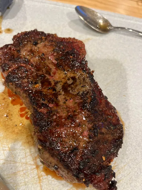[homemade] carbonara w/ ny strip steak