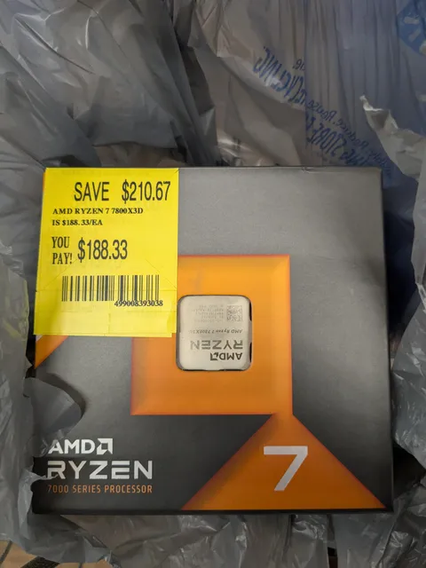 $206 for a 7800x3d new in box, thanks Walmart!