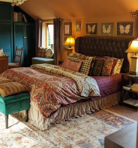 Our Cottage Master Bedroom, swipe for before