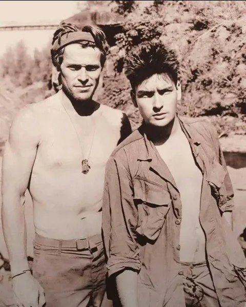 Charlie Sheen and Willem Dafoe, 1986
