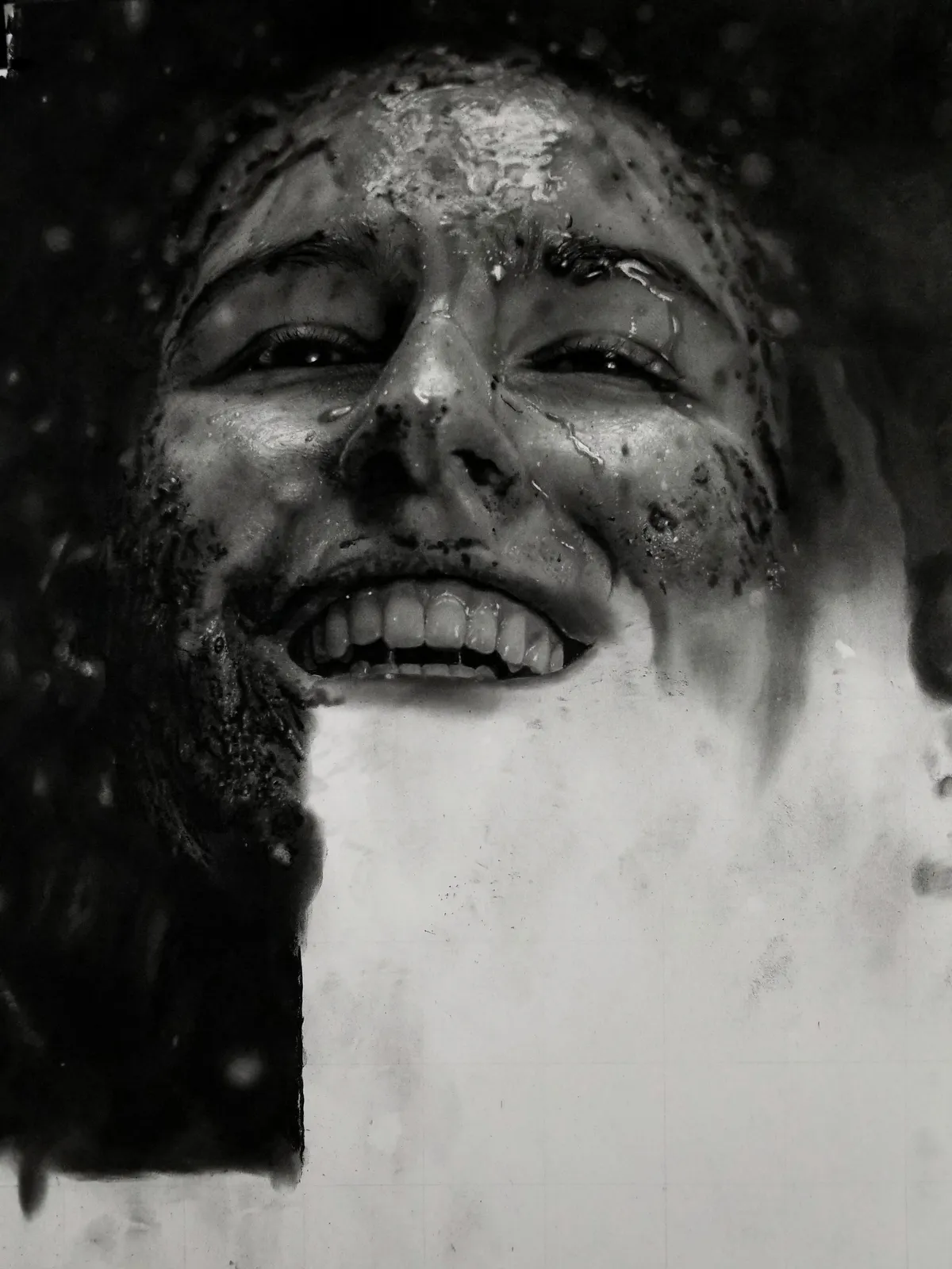 [Self-post, I'm SORRY] This is a charcoal drawing I've been working on. I just finished the teeth and I'm proud as hell.