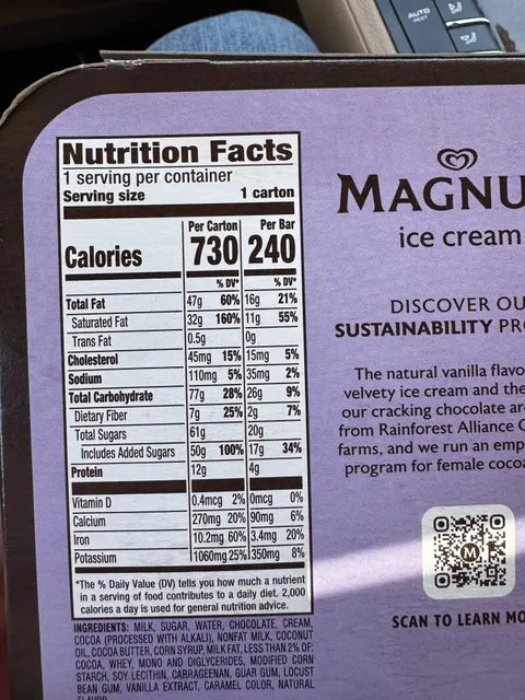 Serving size is the entire carton