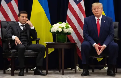 President Volodymyr Zelenskyy sitting with former President Donald Trump