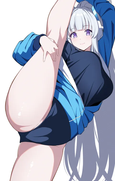 Noa with her leg up high