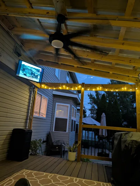 My deck watching a Korean war doc in between subpar college football