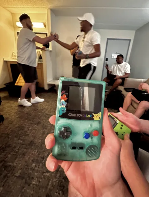 Groomsmen in my buddies wedding received custom GameBoy Colors!