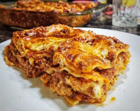 Homemade lasagna. 