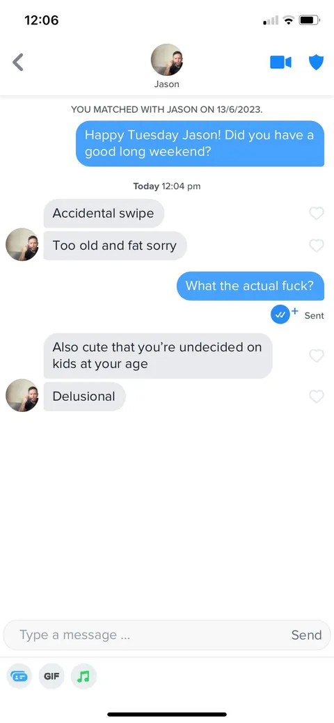 My friend matched with this guy on a dating app...