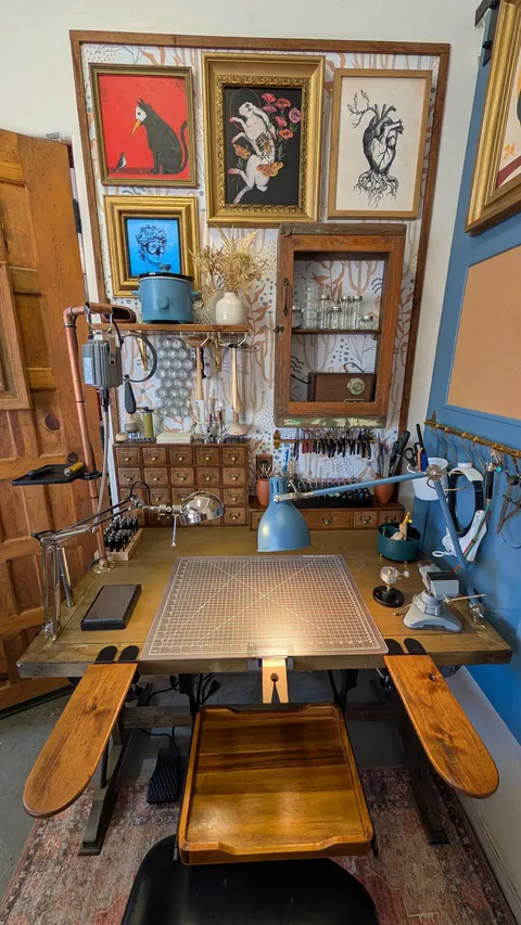 Built my wife a jewelers bench in the ugly corner of my woodshop