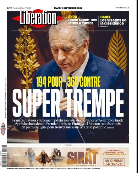 Une de Libération - Mardi 9 septembre