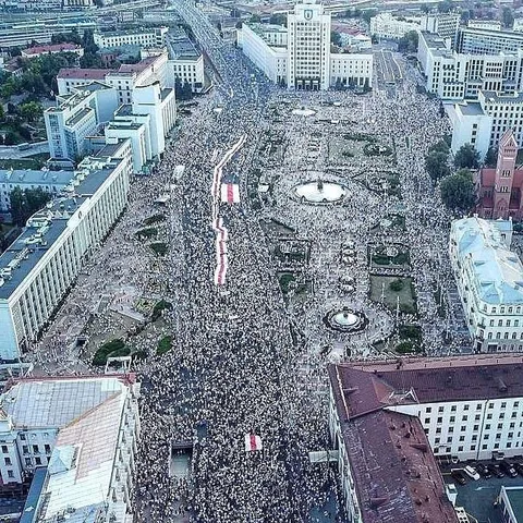 A rally in Belarus against the election results