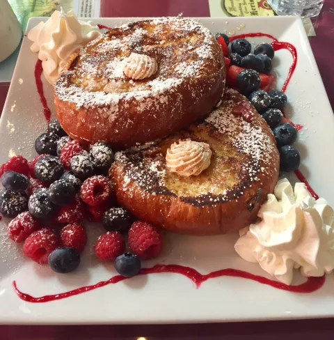 [I ate] Peach stuffed French toast