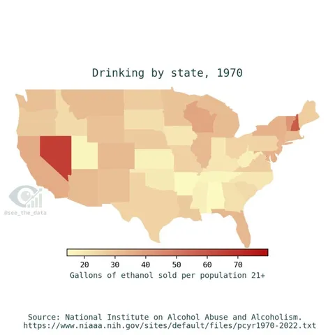 [OC] Drinking by state, 1970-2022