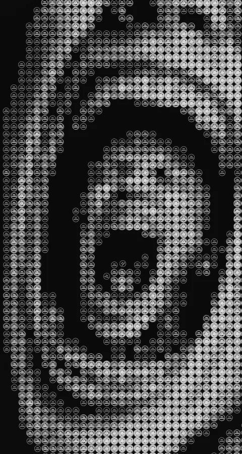 The scream I never post, nd5art (me), one stamp applied over 10000 times on canvas, 2025