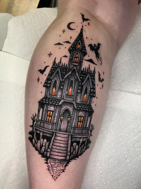 Haunted House by Amanda Malia (me) at Evol Tattoo in Catasauqua, PA