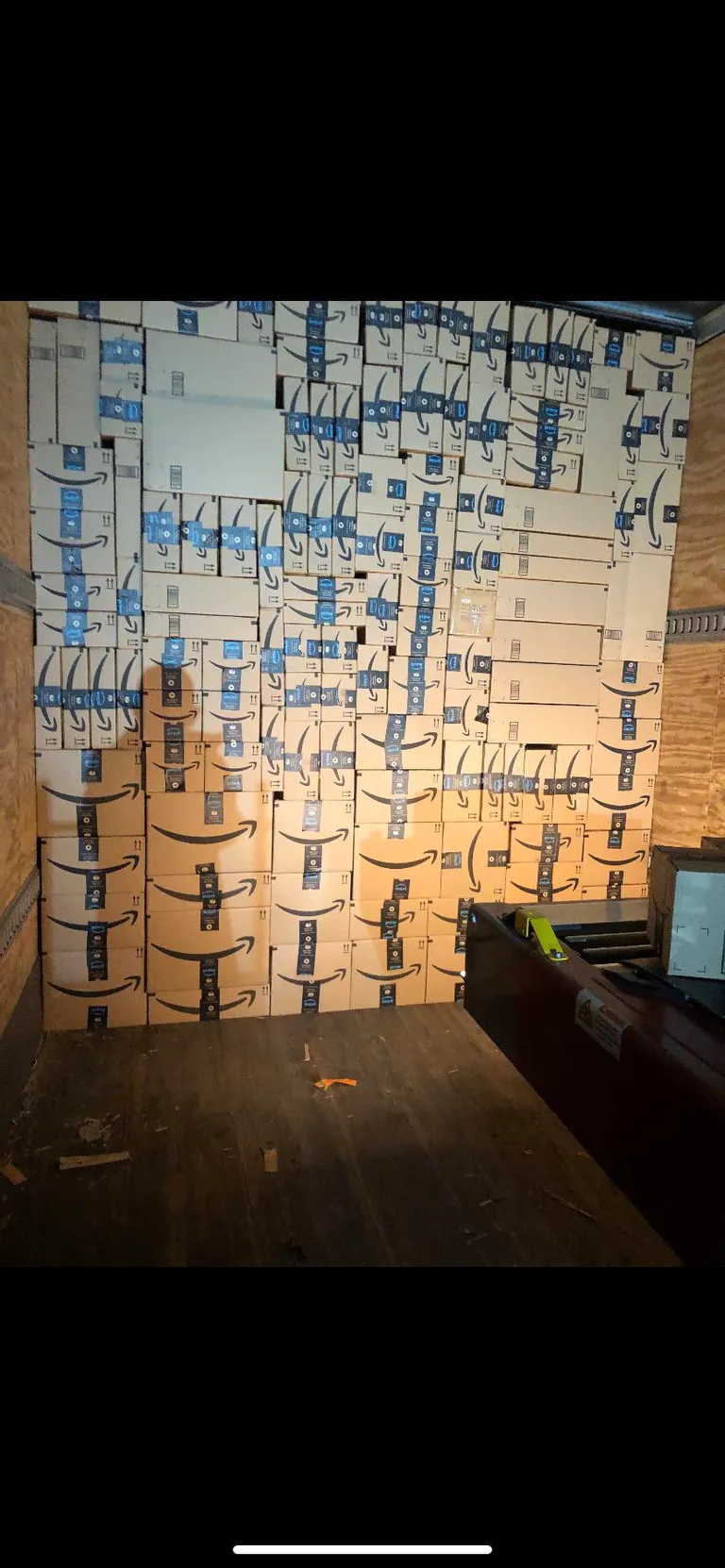 My mom works at Amazon and she sent me a photo of one of the trucks she loaded.