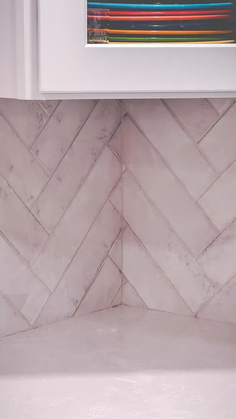 Update: Herringbone backsplash - never again