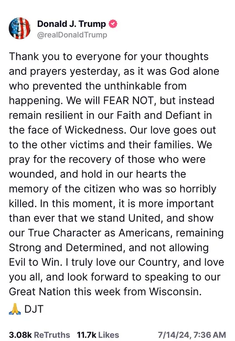 Trump releases morning statement   