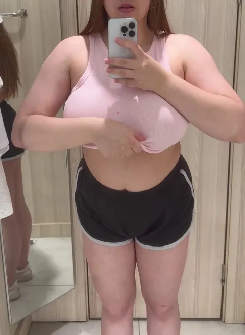 First time being topless in a changing room