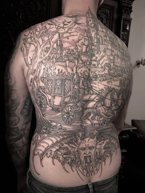 Dracula back piece made by me (Ivan Zagusta) at Zaraza tattoo shop in Warsaw, PL