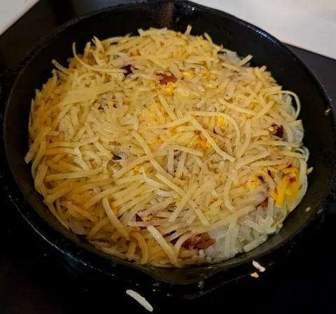 [Homemade] Steak &amp; Eggs on a Potato Pancake