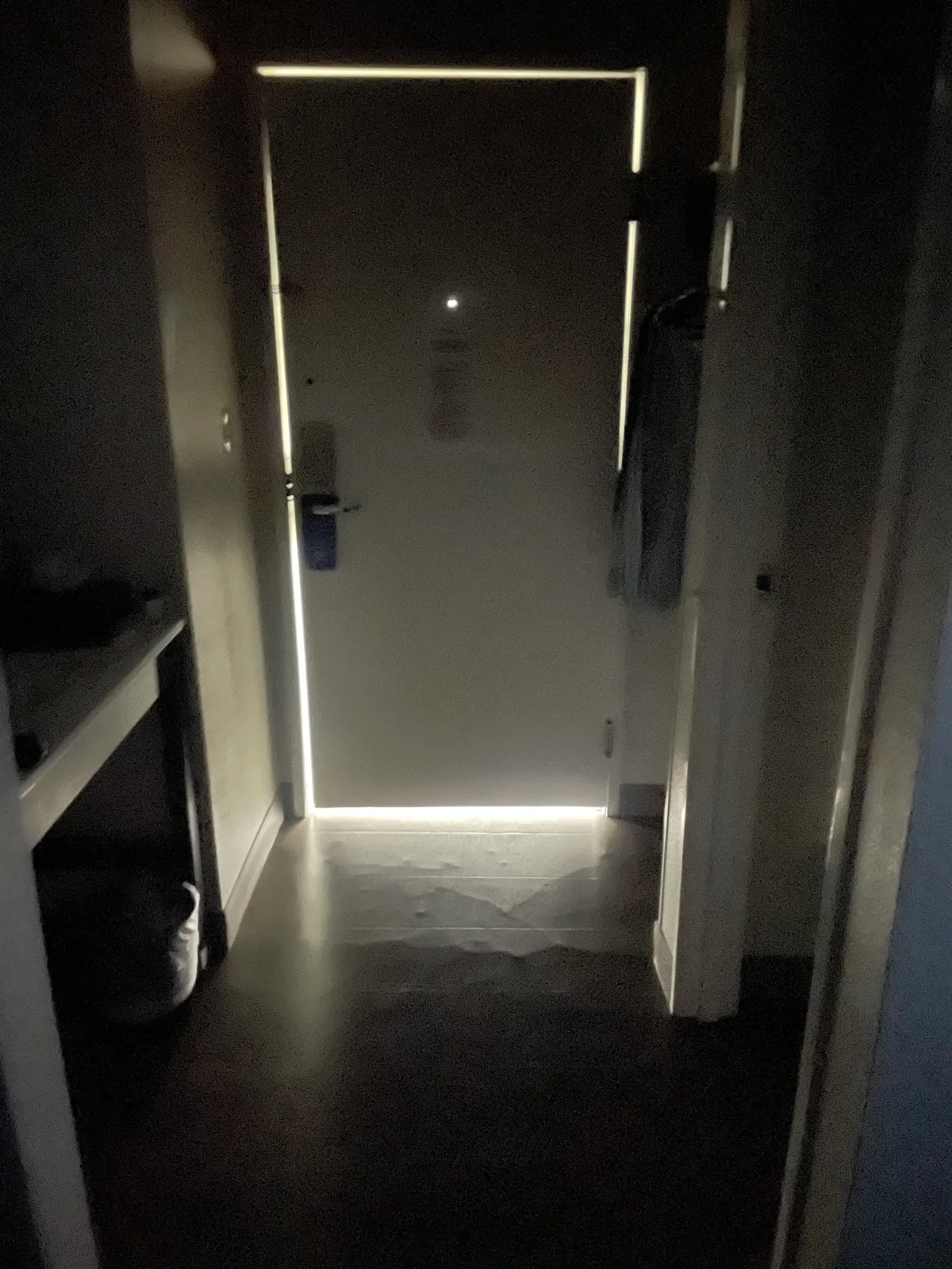 The amount of light coming through the door of my hotel room