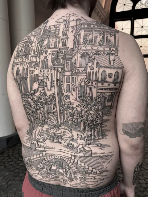Back piece made by me (Ivan Zagusta) at Zaraza tattoo shop in Warsaw, Poland
