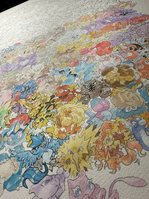 My 151 Poster is finally done! 🎉 Watercolor and Colored Pencil 🎨 [OC]