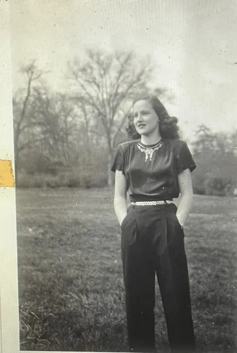 My grandmother, wearing pants and a T-shirt, while on an early date with my grandfather; Brooklyn, 1948