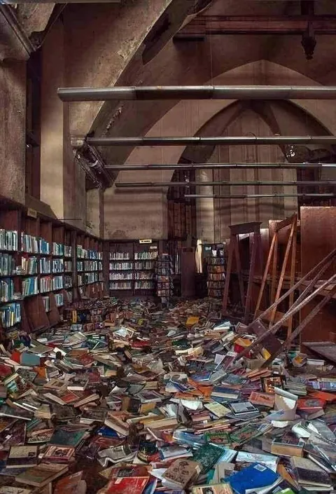 Detroit’s Mark Twain Library, which was closed in 1996 for renovations and never reopened.