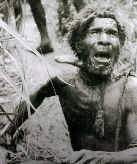 A Highland New Guinean encounters a white person for the first time - 1930