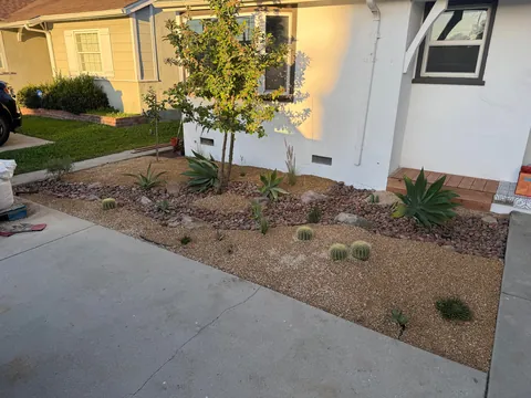 Small Front Yard Overhaul - Desert Landscape with Dry Creek in SoCal