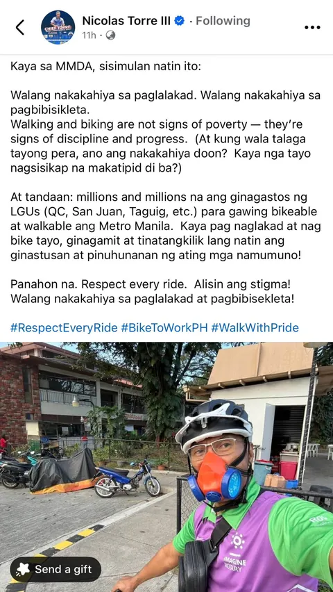 Walang nakakahiya sa paglalakad. Walang nakakahiya sa pagbibisikleta.