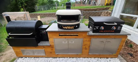 Outdoor cooking set up. Wife designed it.