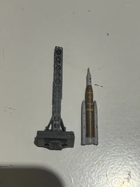 Built the world’s smallest SLS and Mobile Launch System from old bits and scraps around my room