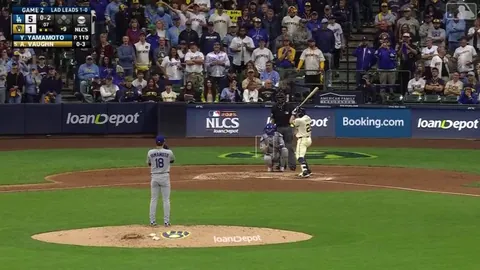 Dodgers pitcher Yoshinobu Yamamoto throws a complete game in Game 2 of the National League Championship Series vs. the Brewers. The last time he was in Milwaukee he failed to finish the first inning and allowed 5 runs.