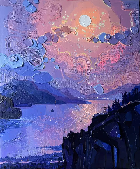 secret cliff, Anastasia Trusova, acrylic, 2024