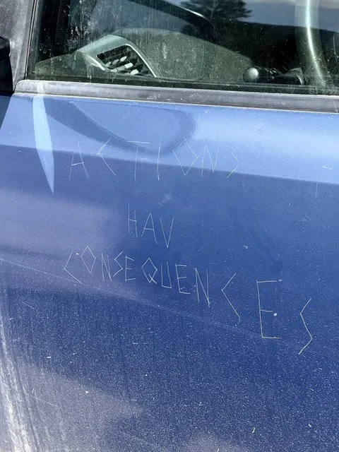 My friend’s cheating ex left this on her car
