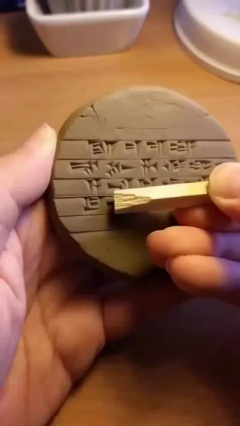 Cuneiform, one of the world’s earliest writing systems, created by pressing a reed stylus into wet clay